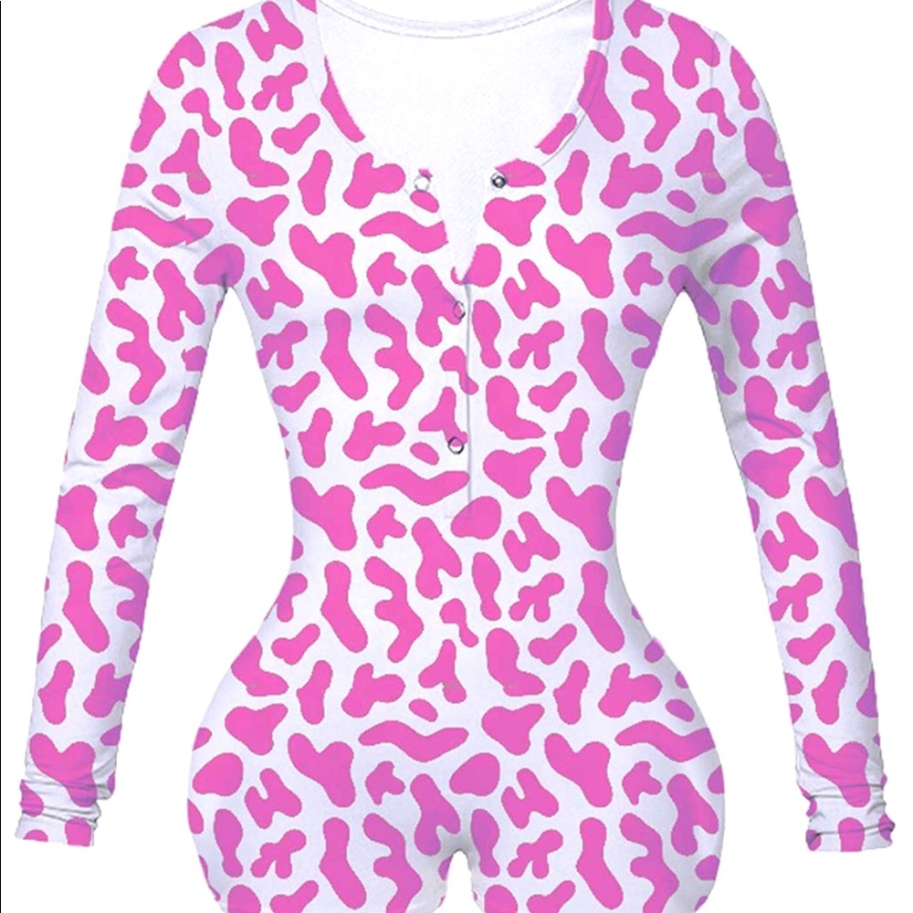 Pink print long sleeve onesie